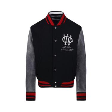 Off-White Gothinc Wool Regular Varsity Bomber 'Black/Red/Grey'