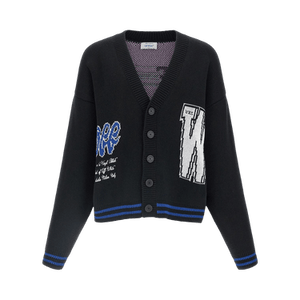 Off-White 00 Glide Diagonal Varsity Knit Cardigan 'Black/White'