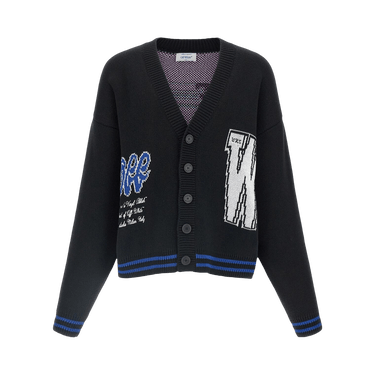 Off-White 00 Glide Diagonal Varsity Knit Cardigan 'Black/White'
