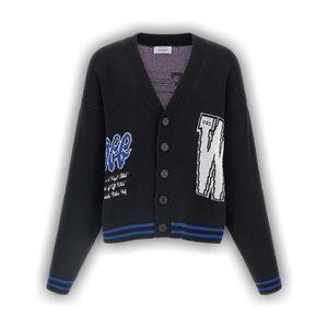 Off-White 00 Glide Diagonal Varsity Knit Cardigan 'Black/White'