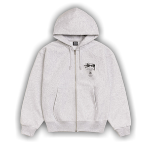 Stussy World Tour Zip Hoodie 'Ash Heather'