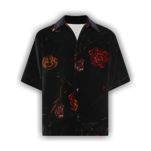 Amiri Floral Velvet Camp Shirt 'Black'