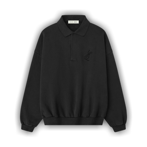 Fear of God Essentials Embroidered Classic Polo Sweatshirt 'Vintage Black'