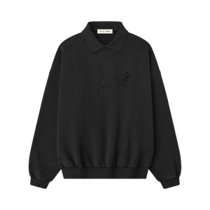 Fear of God Essentials Embroidered Classic Polo Sweatshirt 'Vintage Black'