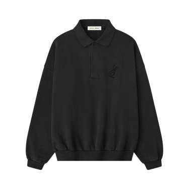 Fear of God Essentials Embroidered Classic Polo Sweatshirt 'Vintage Black'