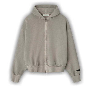 Fear of God Essentials Embroidered Classic Full Zip Hoodie 'Smoke Grey'
