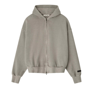 Fear of God Essentials Embroidered Classic Full Zip Hoodie 'Smoke Grey'