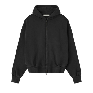 Fear of God Essentials Embroidered Classic Full Zip Hoodie 'Vintage Black'