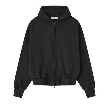 Fear of God Essentials Embroidered Classic Full Zip Hoodie 'Vintage Black'