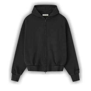 Fear of God Essentials Embroidered Classic Full Zip Hoodie 'Vintage Black'