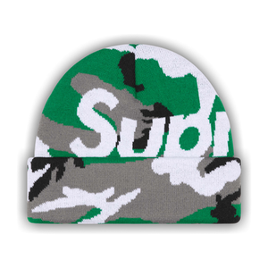 Supreme Camo Big Logo Beanie 'Green Camo'
