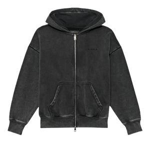 PURPLE BRAND Fleece Zip Front Hoodie 'Black'