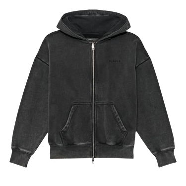 PURPLE BRAND Fleece Zip Front Hoodie 'Black'