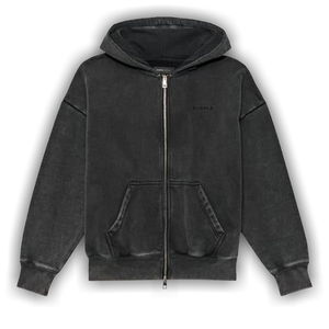 PURPLE BRAND Fleece Zip Front Hoodie 'Black'
