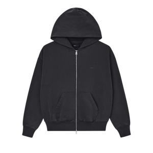 PURPLE BRAND Fleece Zip Front Hoodie 'Black'