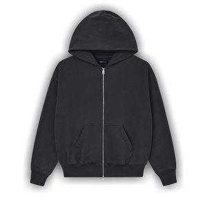 PURPLE BRAND Fleece Zip Front Hoodie 'Black'