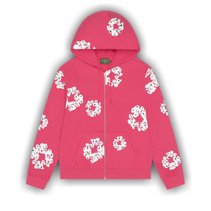 Denim Tears Rhinestone Cotton Wreath Zip Hoodie 'Pink'