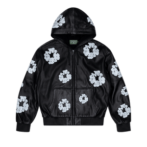 Denim Tears Leather Cotton Wreath Zip Hoodie 'Black'