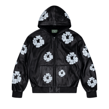 Denim Tears Leather Cotton Wreath Zip Hoodie 'Black'
