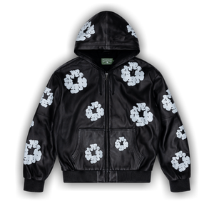 Denim Tears Leather Cotton Wreath Zip Hoodie 'Black'