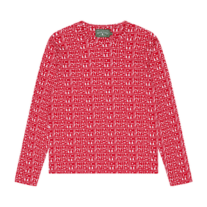 Denim Tears Larmes De Jean Jacquard Long Sleeve Tee 'Red'