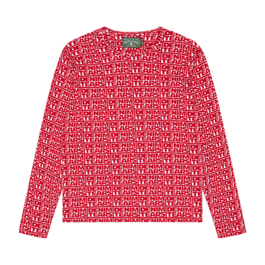 Denim Tears Larmes De Jean Jacquard Long Sleeve Tee 'Red'