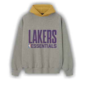 Fear of God Essentials x NBA Lakers Sport Hoodie 'Concrete Heather/Canyon'