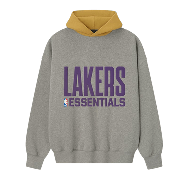 Fear of God Essentials x NBA Lakers Sport Hoodie 'Concrete Heather/Canyon'