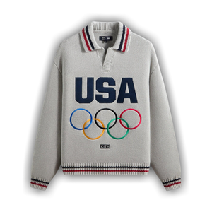 Kith For Team USA Nelson Rugby Sweater 'Light Heather Grey'