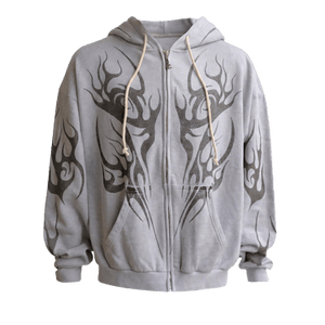 Hellstar Tribal Flame Zip Up 'Grey'