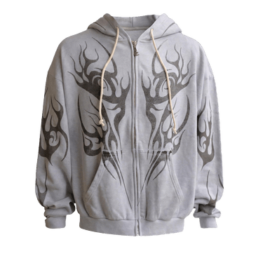 Hellstar Tribal Flame Zip Up 'Grey'