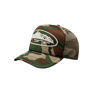 Corteiz Island Puff Print Trucker Hat 'Woodland Camo'