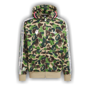 Adidas x BAPE Shark Track Hoodie Jacket 'Crew Green'
