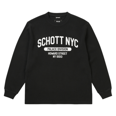 Palace x Schott Waffle Long-Sleeve 'Black'