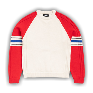 Stussy Stripe Raglan Crew 'Red'