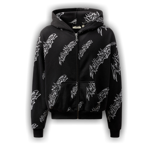 Hellstar Roll Print Graffiti Zip Up Hoodie 'Black'