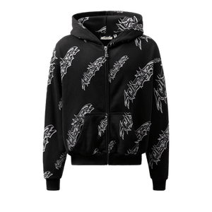 Hellstar Roll Print Graffiti Zip Up Hoodie 'Black'