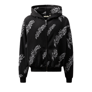 Hellstar Roll Print Graffiti Zip Up Hoodie 'Black'