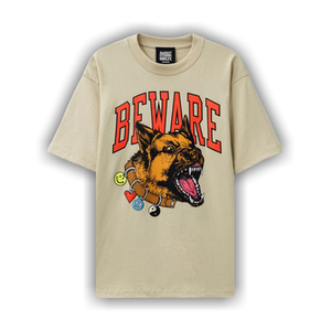 Market Smiley Beware My Collar T-Shirt 'Wood Ash'