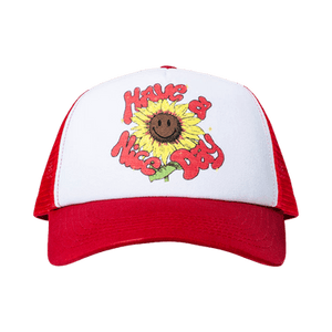 Market Smiley Sunflower Trucker Hat 'Red/White'