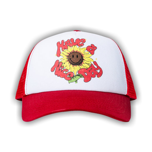 Market Smiley Sunflower Trucker Hat 'Red/White'