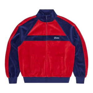 Corteiz Pista Velour Track Jacket 'Navy/Red'