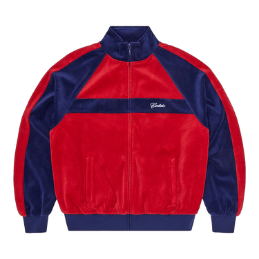 Corteiz Pista Velour Track Jacket 'Navy/Red'