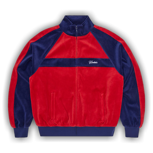 Corteiz Pista Velour Track Jacket 'Navy/Red'