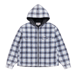 Stussy Zip Hooded Plaid Shirt 'Blue'