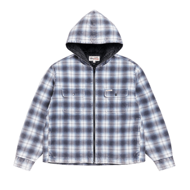 Stussy Zip Hooded Plaid Shirt 'Blue'