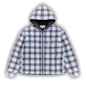 Stussy Zip Hooded Plaid Shirt 'Blue'