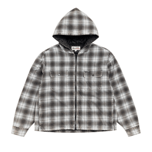 Stussy Zip Hooded Plaid Shirt 'Charcoal'