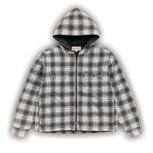 Stussy Zip Hooded Plaid Shirt 'Charcoal'