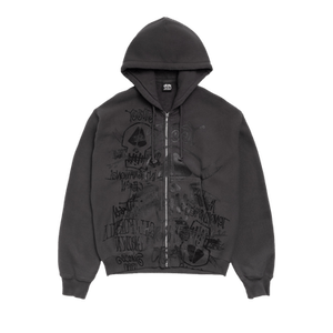 Stussy Skulls Zip Hoodie Pigment Dyed 'Faded Black'